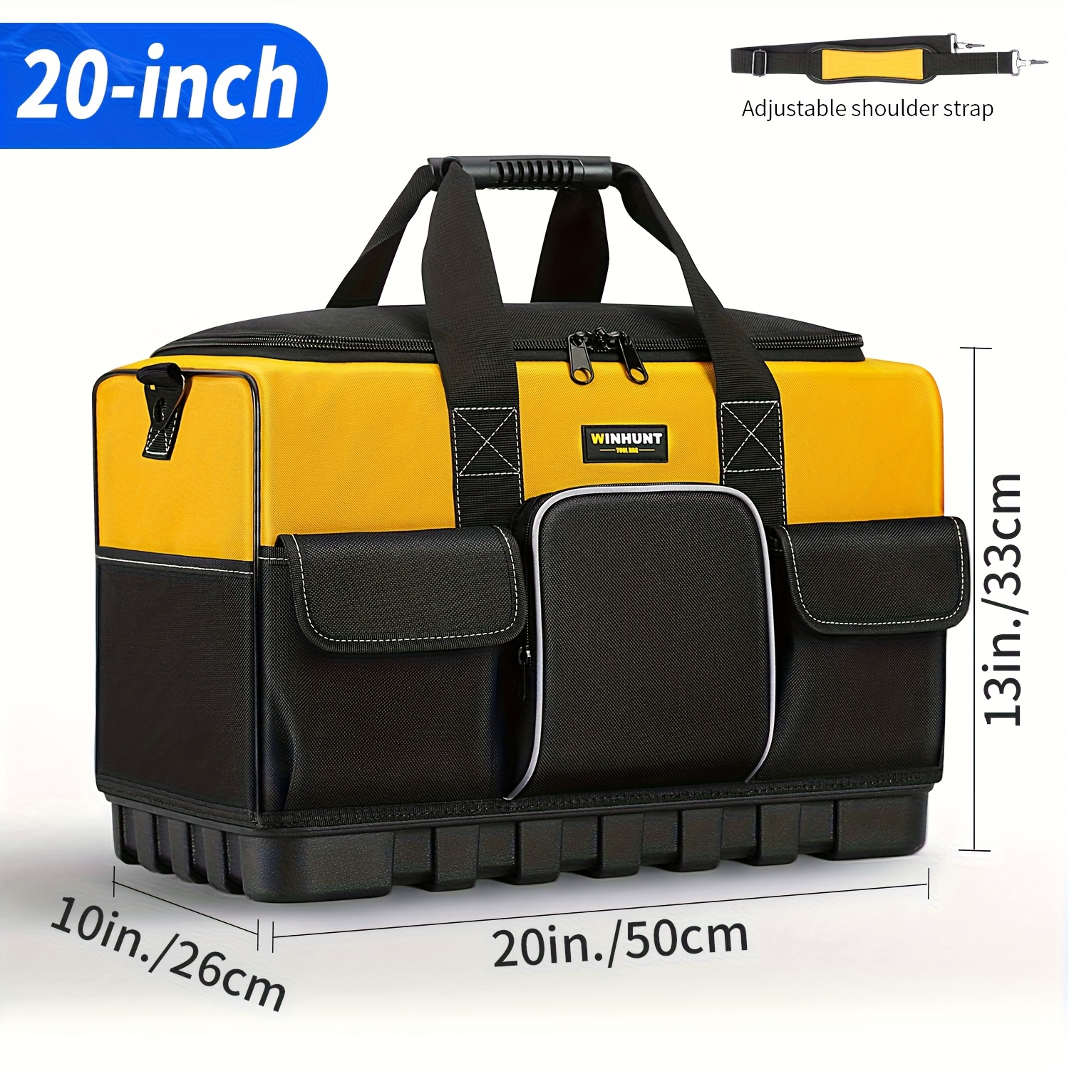E-shop Strapazierfähige Werkzeugtasche 18-Zoll/20-Zoll, 16 Fächer Elektriker-Werkzeugtasche für Herren mit Hartboden, Werkzeugkasten-Organizer für