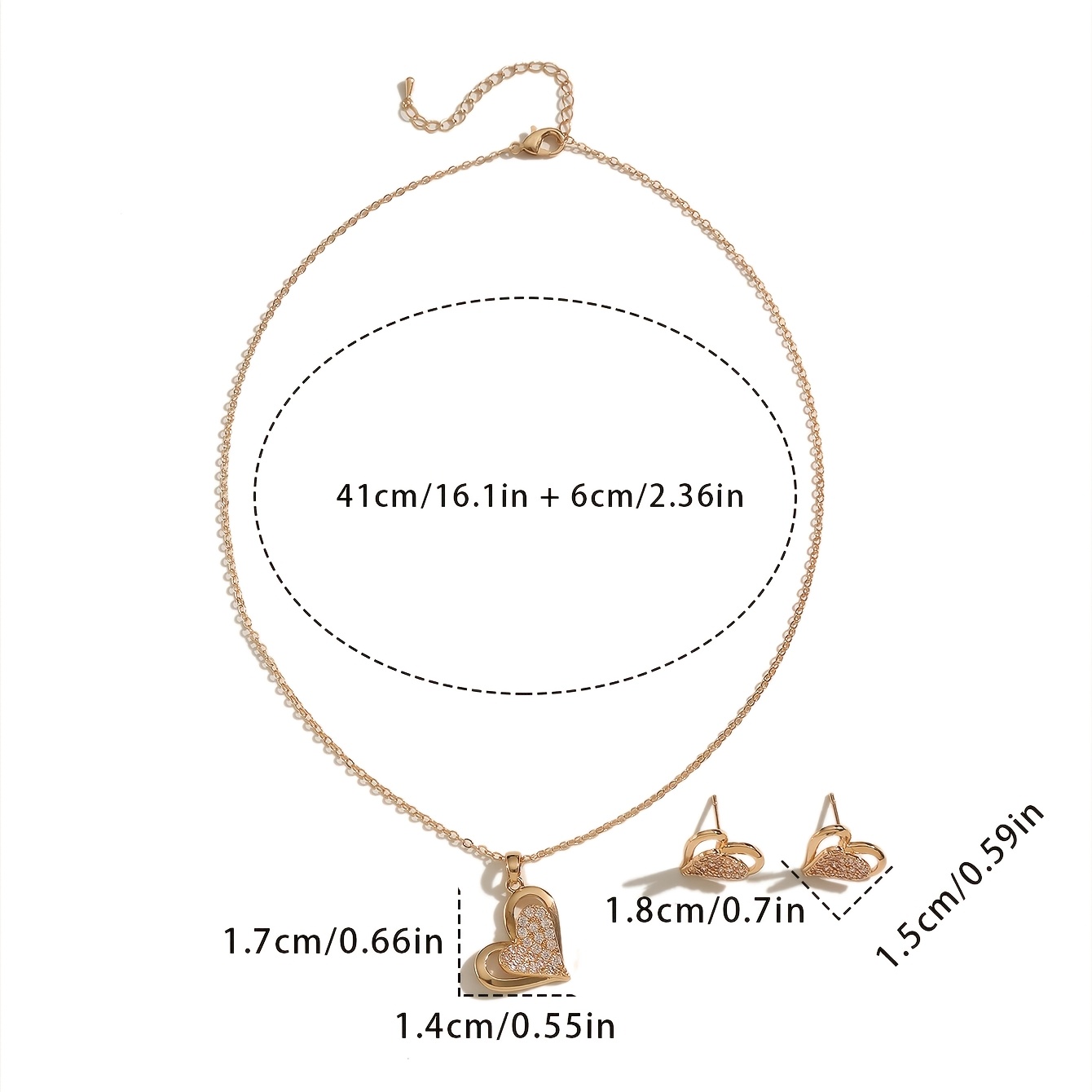Copper Alloy Inlaid Zirconia Double-Layer Love Heart Jewellery Set