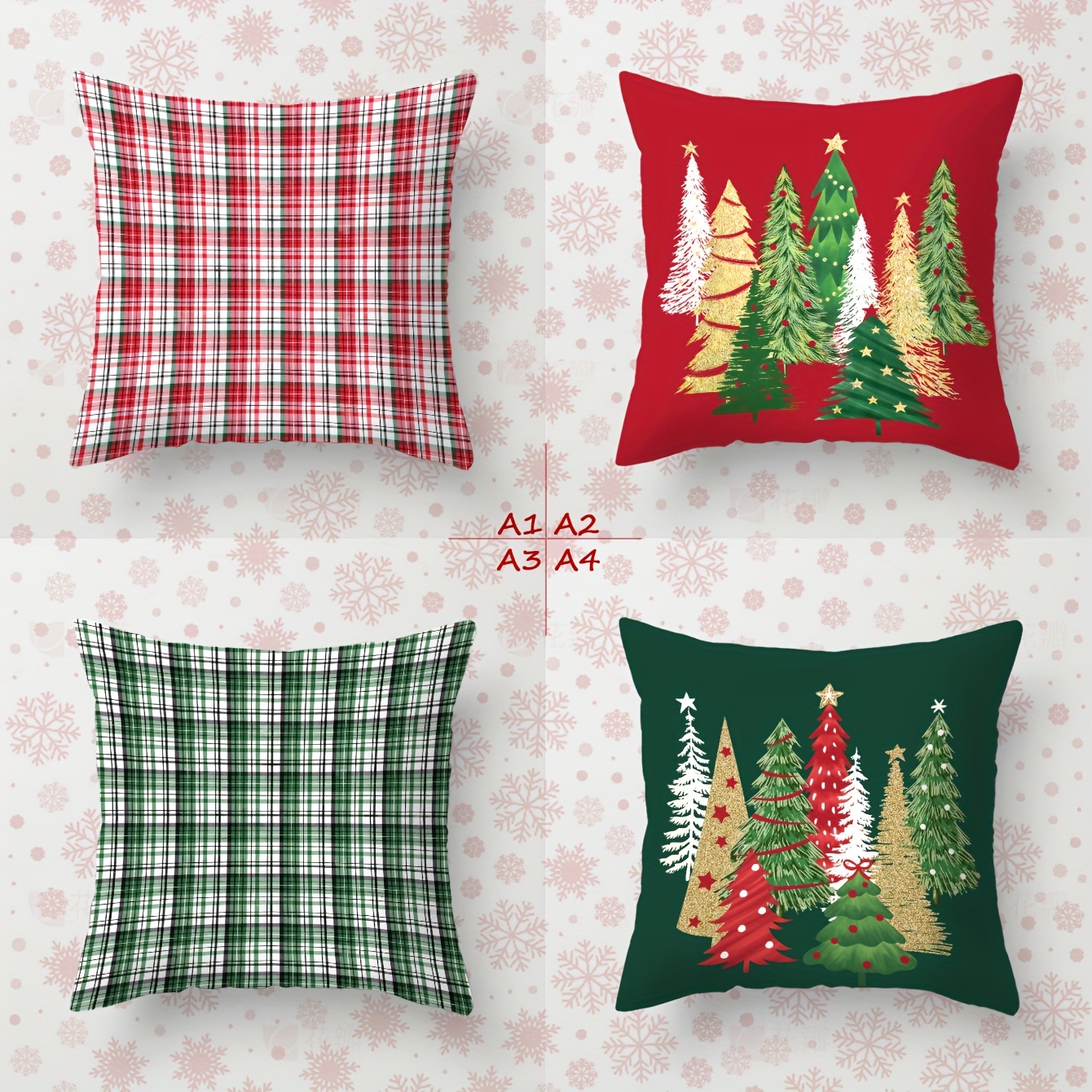 

4pcs Pillowcase Set - Soft & Cozy, Reindeer & Santa Christmas Design, Sofa & Bedroom Decor, 17.7" X 17.7", Machine Washable