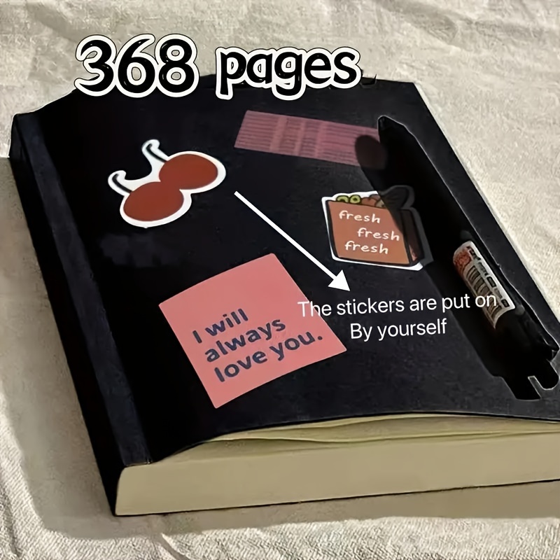 

1pc Extra Black A5 Notebook - 368 Pages, Office & Study Essential With Customizable Stickers, Scented Design, And Functional For Use