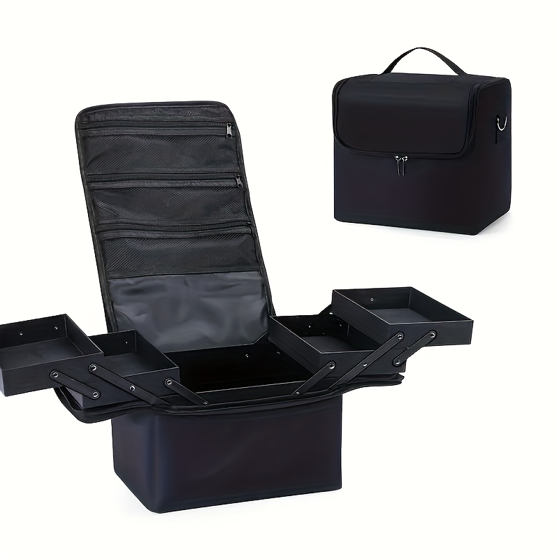 TEMU Custodia Professionale Grande per Truccatori con Vassoi Espandibili e Tracolla - Scatola Organizzatrice Portatile per , Design a 3 Livelli con