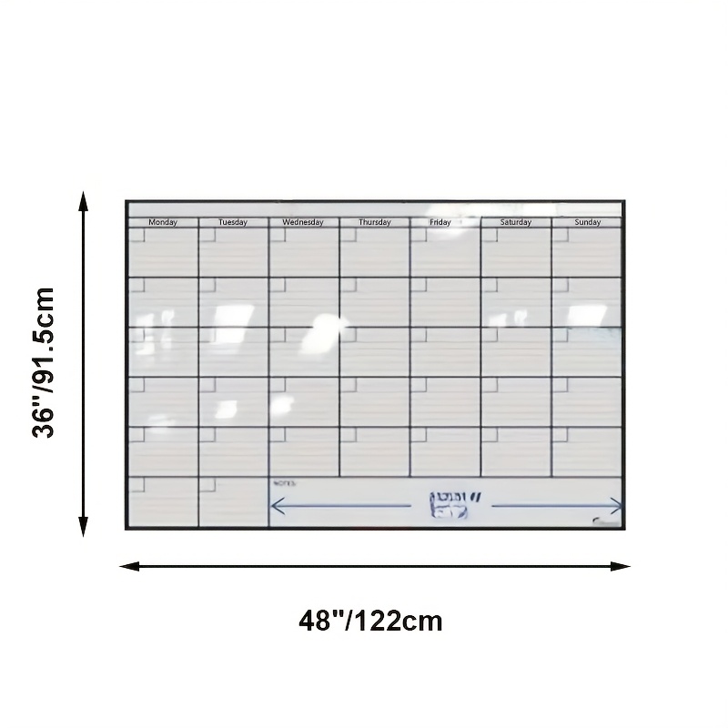 A3 Large Erasable Whiteboard Calendar with Monthly and Weekly Grid, Reusable Wall Planner for Office, Home, and School, Includes Markers