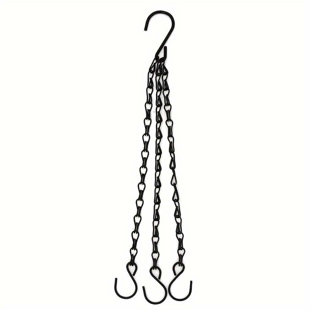 Image of Rust-resistant Metal Hanging Flower Basket Chain - Contemporary Wall-mounted Outdoor Decor With Decorative Hooks For Garden, Patio, Balcony - Durable & Weather-resistant, Outdoor Hanging Decor