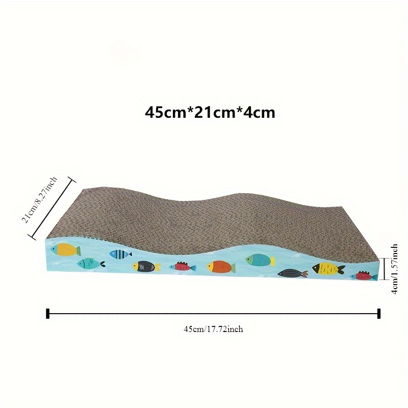 Image of Extra-large Durable Cat Scratcher Lounge - Corrugated Cardboard With Colorful Fish Pattern, Claw-friendly & No-mess Design, Includes Cozy Cat Nest - Ideal For Indoor Cats, Cat Furniture