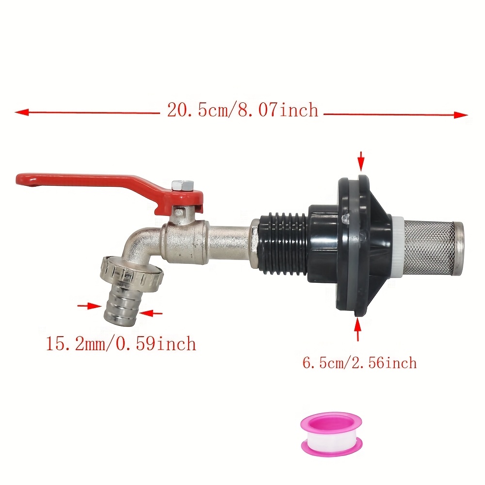 Image of 1 Set Of Alloy Faucets Accessories, Pvc Rainwater Bucket Valve Kit Suitable For Aquariums And Livestock Drinking Water, Universal Fish Tank Hose Connection Irrigation And Drainage Adapter