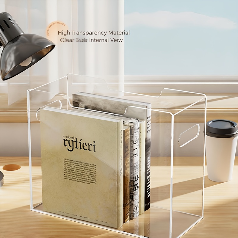 Image of A4 Acrylic File Organizer, Transparent Desktop Document Holder With Open , Storage Organizer For Papers, Folders And Home