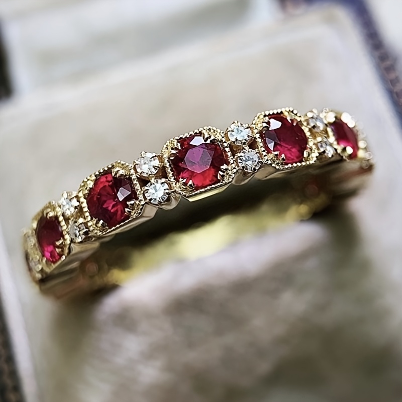 TEMU Anillo de la con Incrustación de Circonita , Anillo Vintage para Mujer, Ideal para Banquetes, , Fiestas Nocturnas, Ocasiones Especiales, Regalo,
