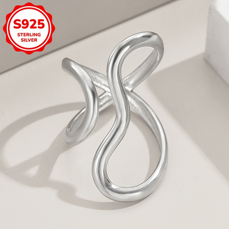 Adjustable Open Ring for Women Minimalist Line 925 Sterling Silver Lightweight