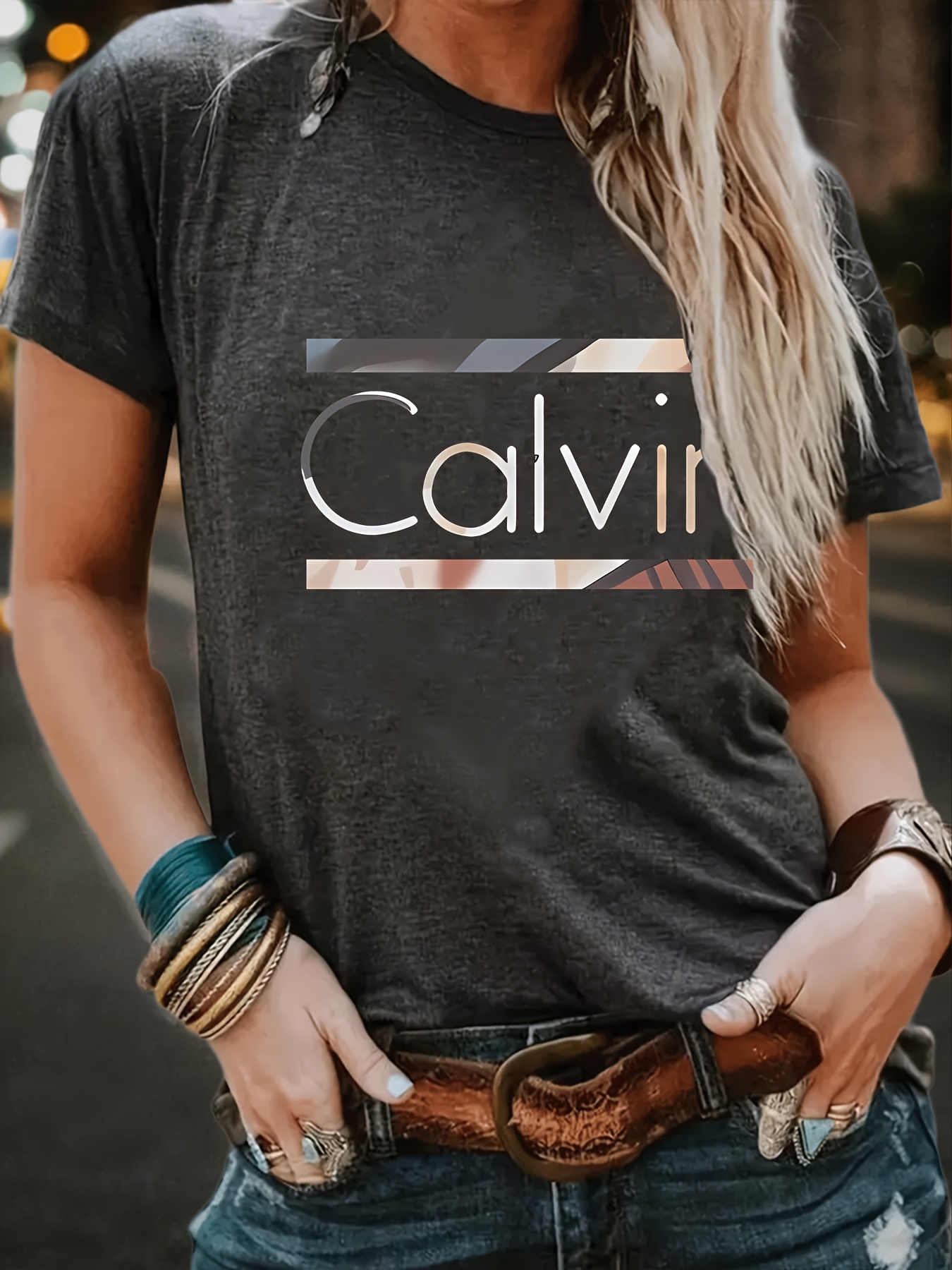 1pc Stylish Letter Print Women's Casual Sport Black Dark Grey White Apricot Brick Red Matcha Round Neck Pullover T-Shirt Polyester Spandex Comfortable Short Sleeve Top