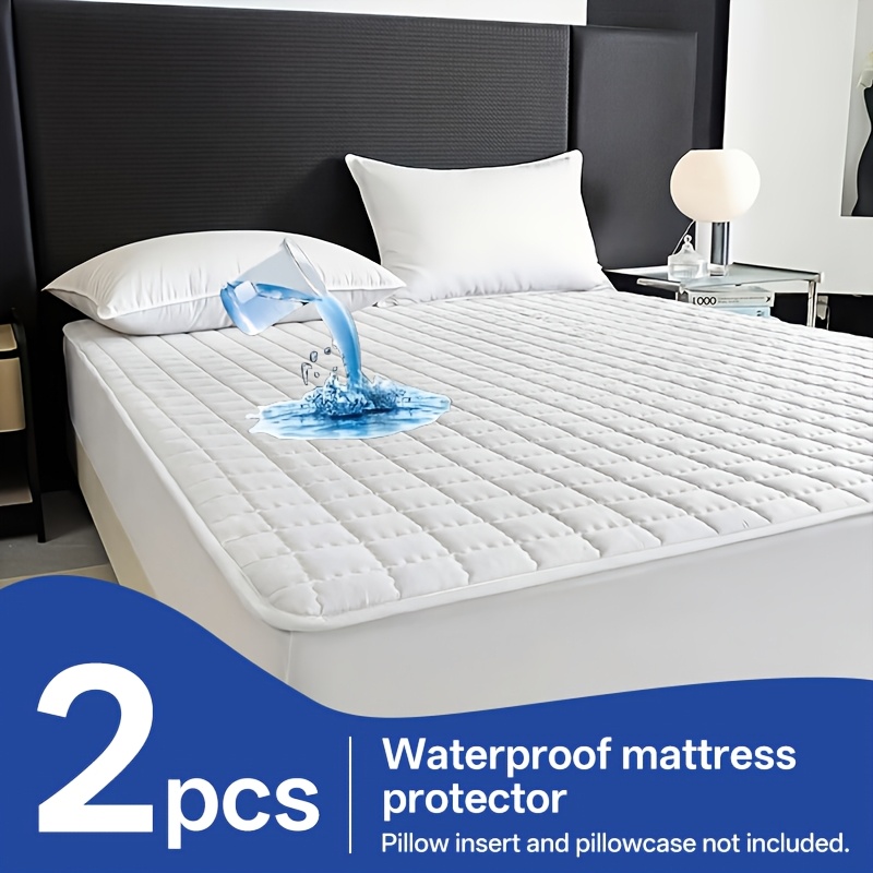 TEMU 2 protège-matelas imperméables, , confortables, respirants, lavables en machine, entièrement fermée à , élastique et antidérapant, adaptés aux