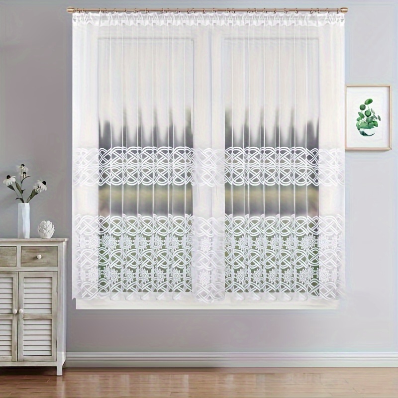 1set Fhflyinghome Lam105wb6000 Model Yarn Embroidery Lace Bedroom Living Room Curtain Daily Festival Wedding Curtain Decoration