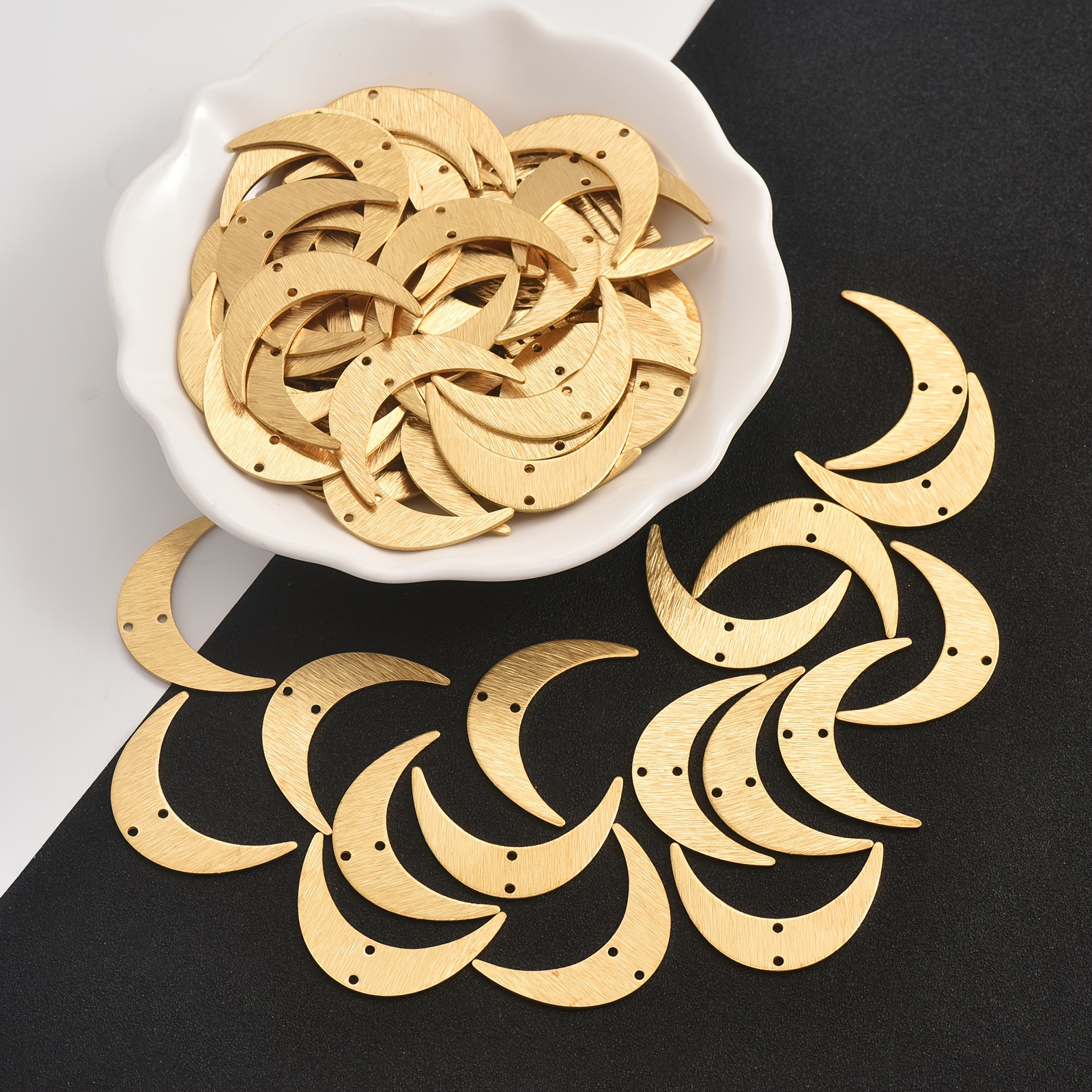 

12pcs Elegant Brass Charms, Double-hole Design For Making - , -resistant, In Original Brass Color, Brass Jewelry