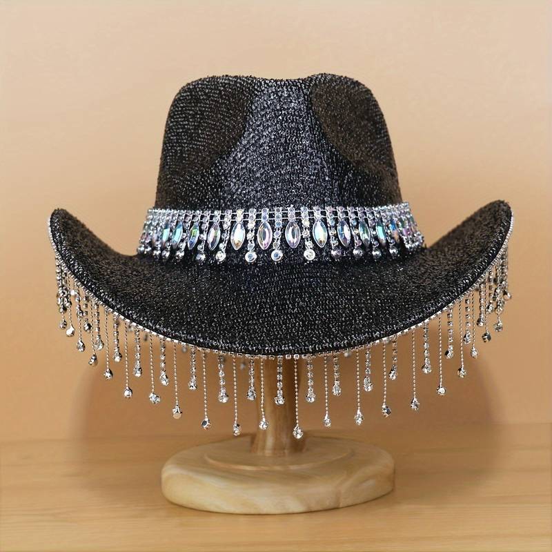 Lot De 2 Chapeaux à Paillettes Style Magicien – Noir, Unisexe – Pour Costume, Fête, Spectacle, Halloween