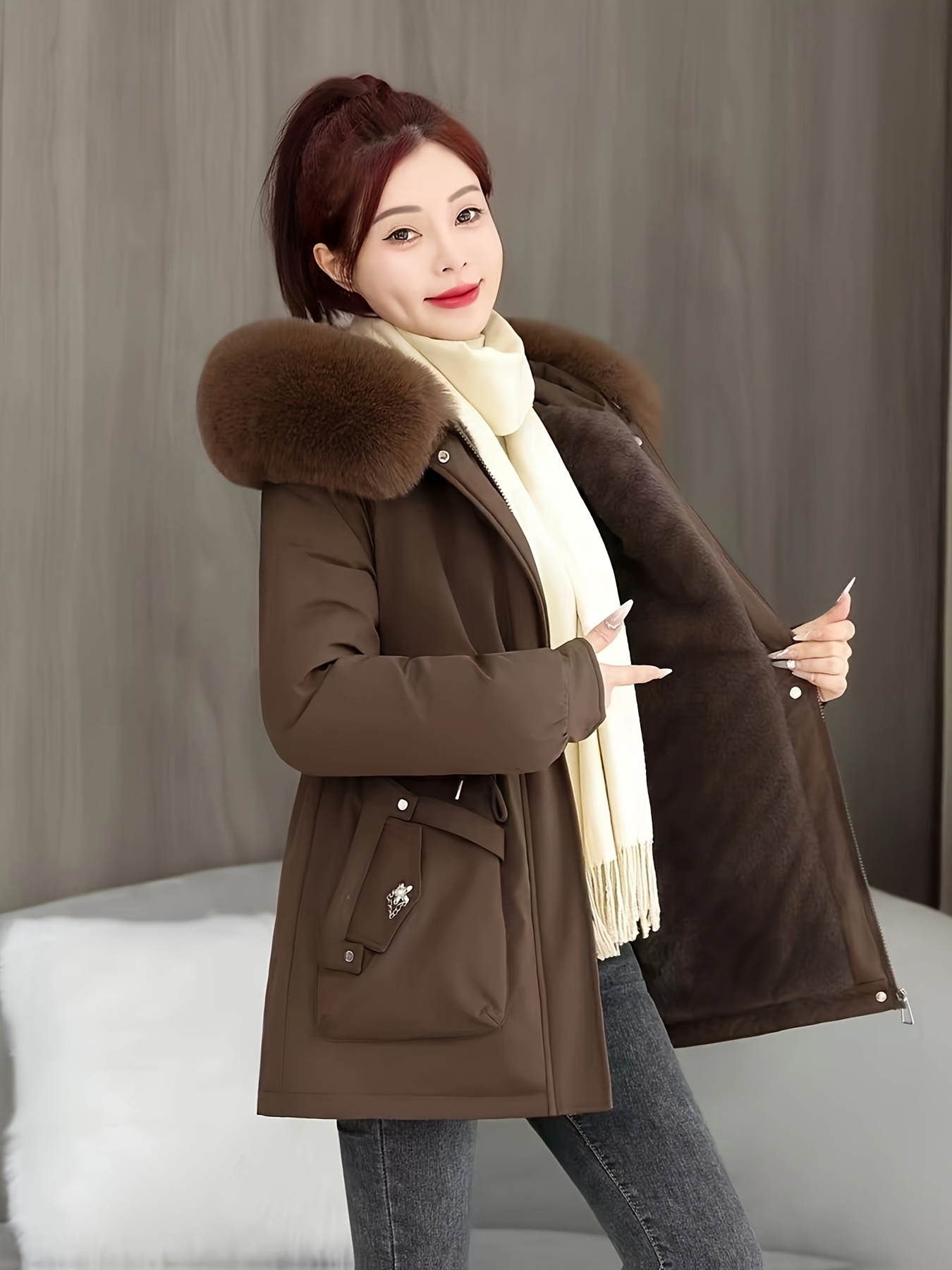 vrouwen elegante dikke jas lange formele informele Temu Belgium