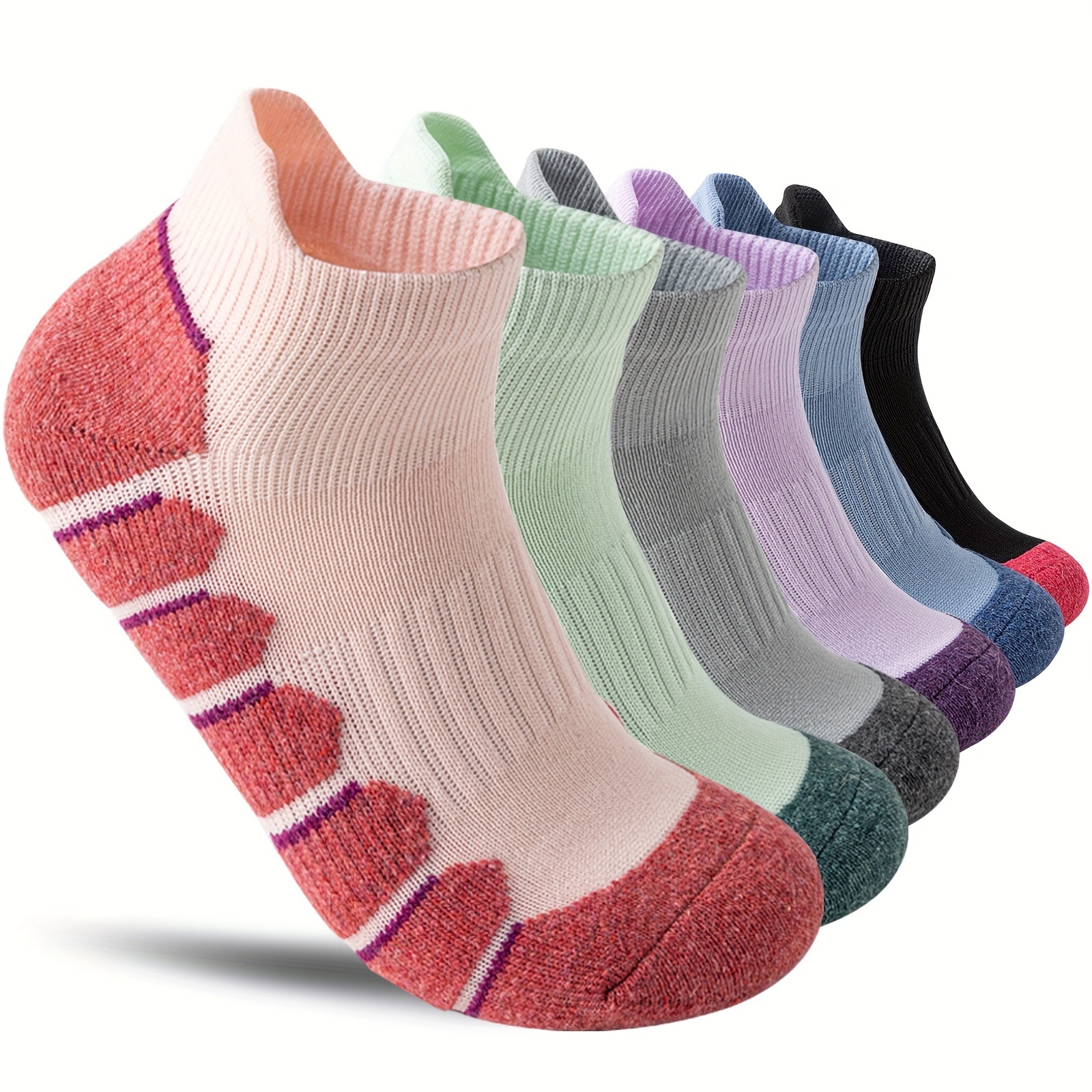 TEMU 6 Pairs Of Hiking Running Ankle Wool Wool Socks For Men And Women Compression Support Sweat Absorbing Breathable Thick Cushion Low Cut Invisible