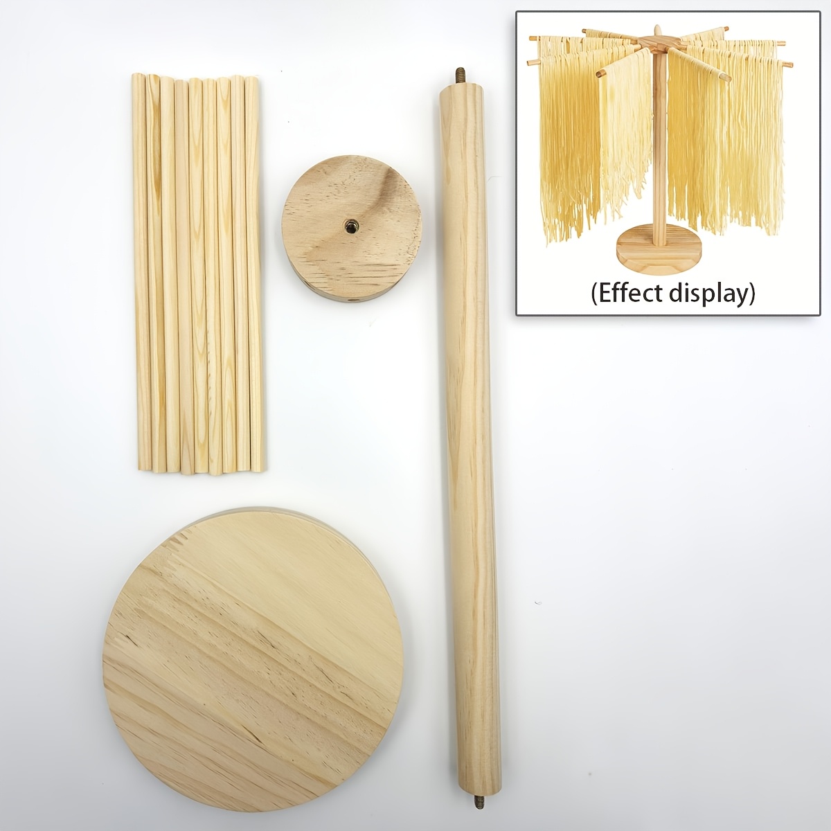 TEMU 1pc Easy-install Foldable Wooden Pasta Drying Rack - Detachable, Spaghetti & Noodles, No Messes