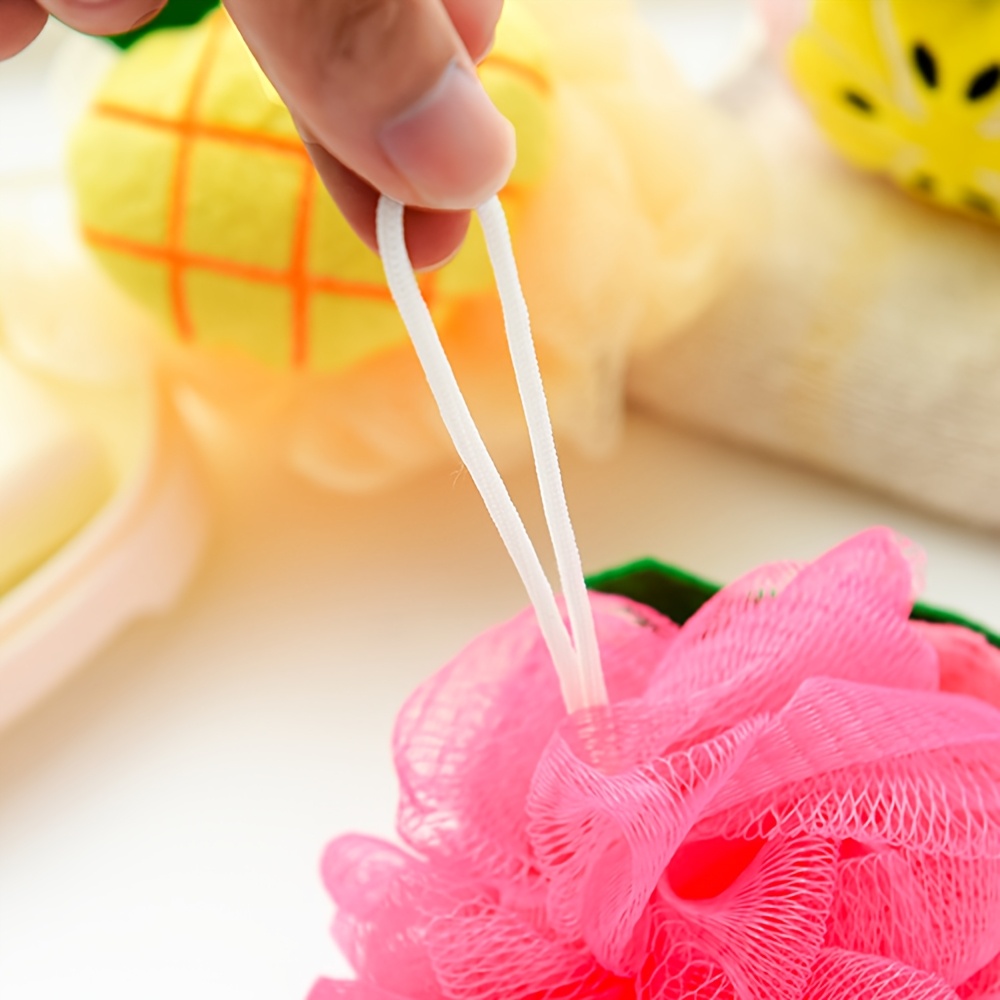 4pcs Fruit Shaped Bath Shower Balls, Soft Bath Scrubber