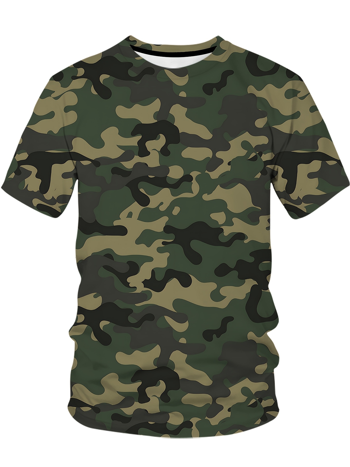 mens short sleeve round neck t shirt in army green - Temu