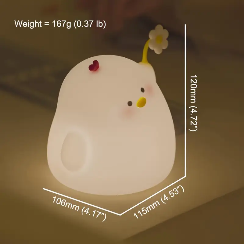 1pc cute light 1200mah battery led bedside lights tapping control 3 level brightness adjustable 30 minute timer great gift for birthdays christmas for Product details 6