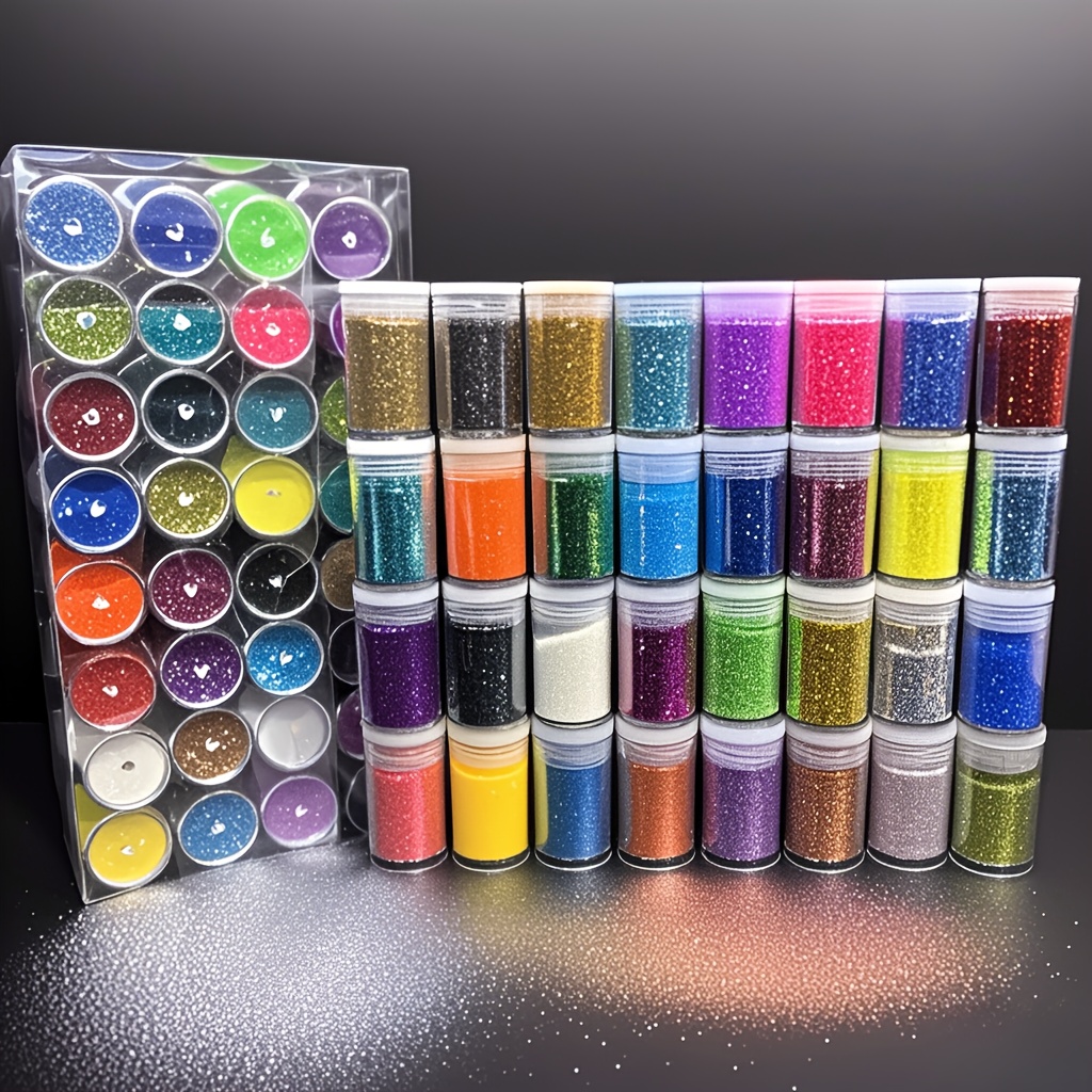 

32-color Glitter Set, Ultra- , Epoxy Resin Craft Glitter, Bulk Assorted Decorative Glitter For Christmas Glass Cup Crafts, Plastic Container