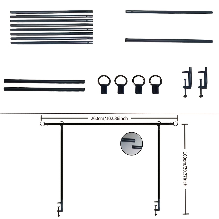 TEMU 18pcs/1 Set Heavy-duty Adjustable Tabletop Arch – Suitable For Weddings, Parties, And Home Decor. Sturdy Iron Construction, No Electricity