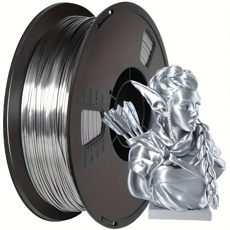 

Filament PLA argent soie premium 250g (0,55lb) pour 3D, diamètre de 1,75mm, haute +/-0,03mm, compatible avec la plupart des imprimantes FDM et des stylos 3D