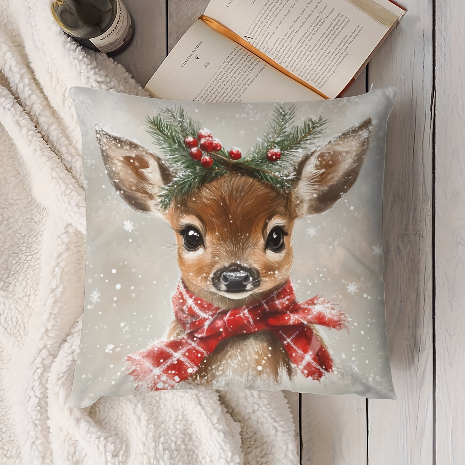 

18x18" Christmas - , Zippered, For Sofa, Bed, And Decor ( Not Included)