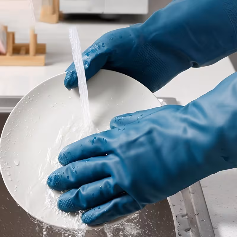 4pairs rubber gloves kitchen dishwashing gloves thick lined washing clothes gloves winter household cleaning gloves do housework hand protection cover cleaning tools Product details 1