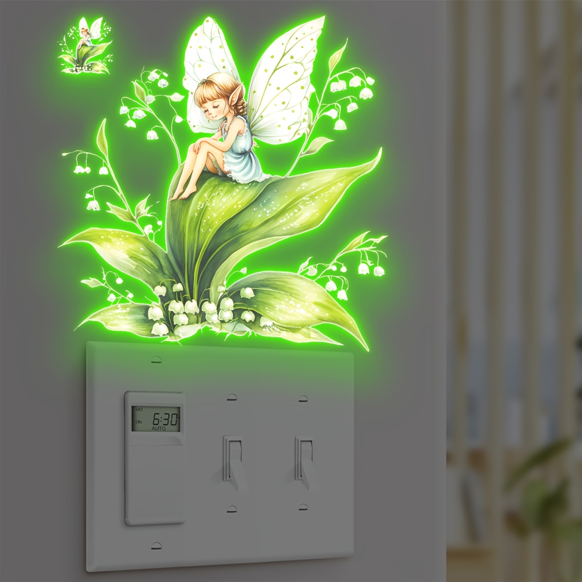 1pc -the-dark Fairy Sticker: Removable Pvc, Suitable For Bedroom Switch Stickers