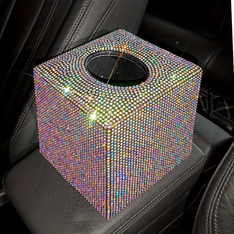1 piece cute car tissue box bling   paper holder sparkling crystal paper storage box decorative tissue   for cars offices kitchens and household use girl holiday gifts Product details 4