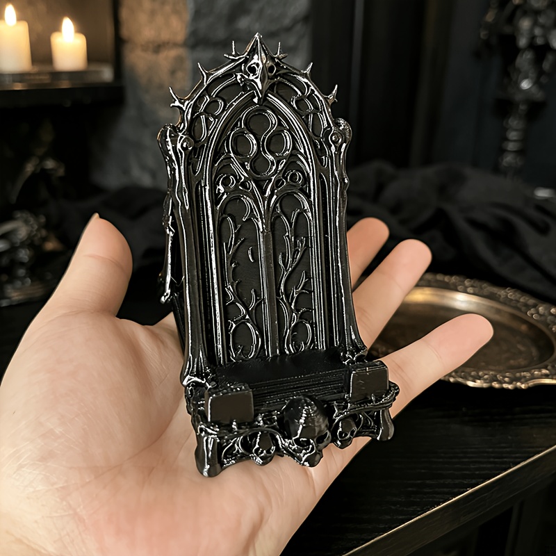 TEMU Gothic Phone Stand, Dark Gothic Desktop Phone Cradle With And Thorn Details. Desktop Phone Holder, Ideal For Decorating Desks, Nightstands,