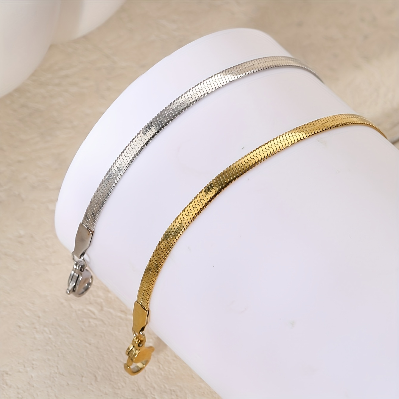 TEMU 2pcs Of Retro Style Snake Bone Chain Bracelet Stainless Steel Bracelet Bracelet Set