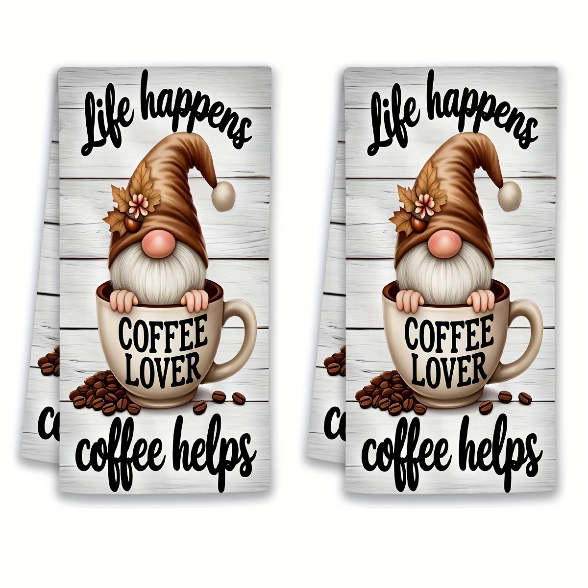 TEMU Cleaning Cloth 2pcs Kitchen Towel, Dwarf Coffee Pattern Kitchen Towel, Birthday Gift For , Sweet Housewarming Gift, Super Absorbent Kitchen Dish