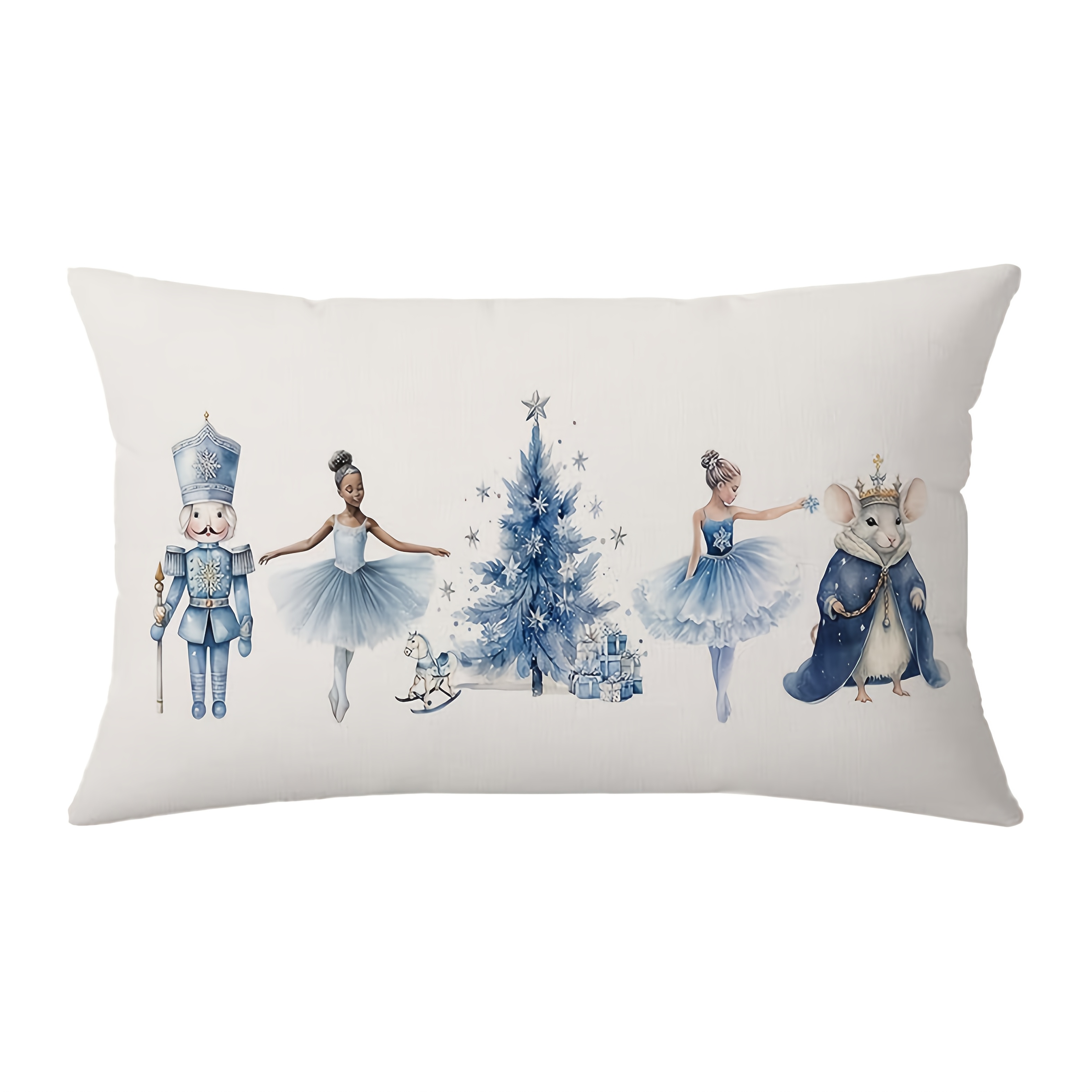 

Merry Christmas Nutcracker Throw Pillow Cover 12x20 Inch - Blue, Zip Closure, Machine Washable Polyester For Sofa & Home Decor, Christmas Pillow Covers, Party, Only Pillowcases, Christmas Decor