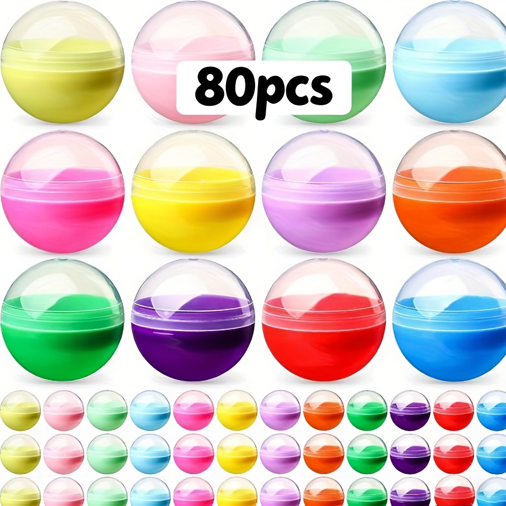 80pcs of 2-inch empty vending machine capsules - Colorful round capsules - for   of pinball machines - Plastic balls - Small plastic containers - Gift for school  , Halloween, and Christmas parties (classic model)