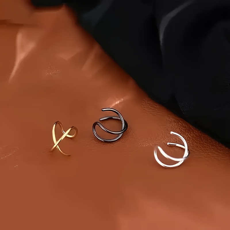 Double Layer Stainless Steel Ear Clip Cuff Earrings