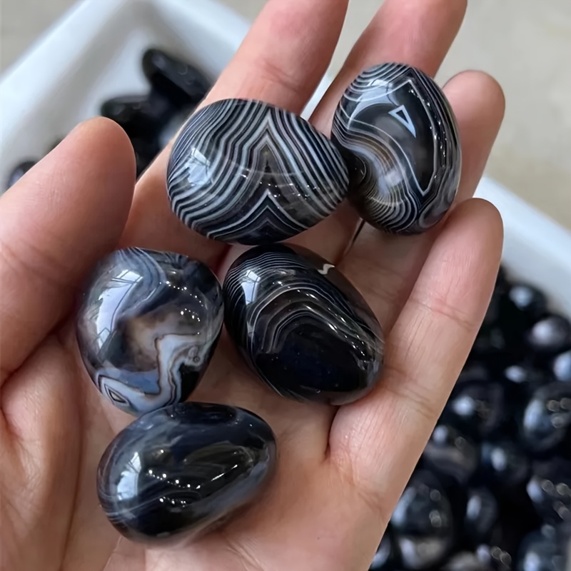 High Quality Black Onyx Artificial Crystal Natural Quartz Tumbled Stone Decor