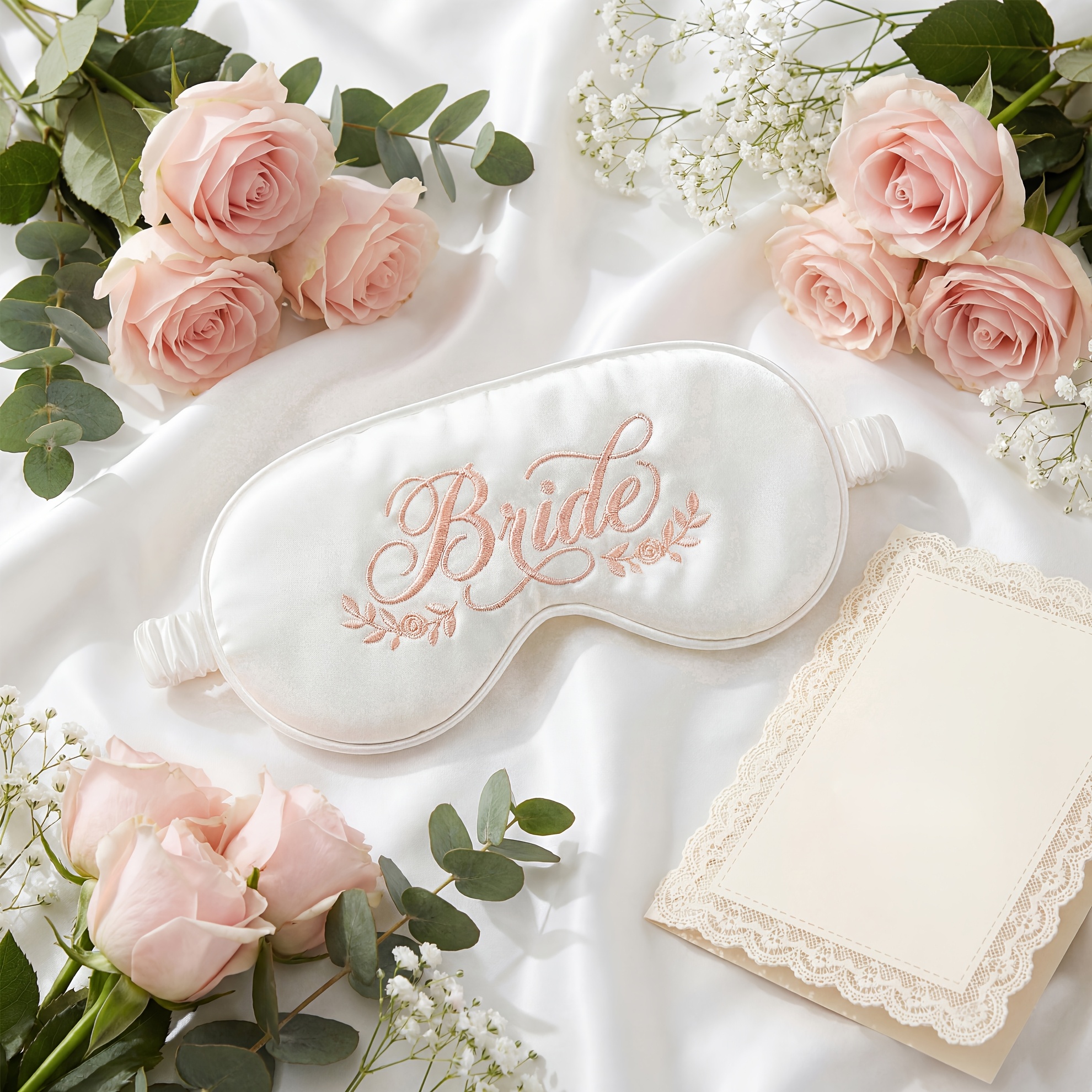 TEMU Antifaz bordado rosa para novia | Cubreojos y para dormir, antifaz que bloquea , ideal para regalo de despedida de soltera, luna de miel, día de