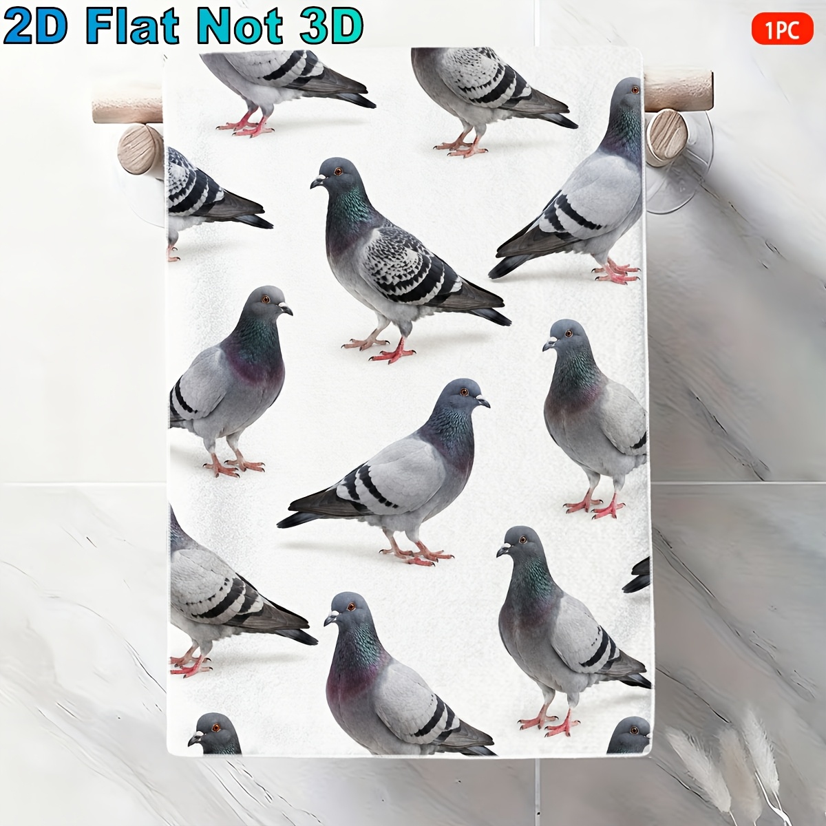TEMU 2d Flat, 1pc, Face Towels, Pigeon Pattern Towel, Scheme, Ideal Gift For Christmas, Easter, Valentine's Day, Halloween, High- Cleaning, Used For