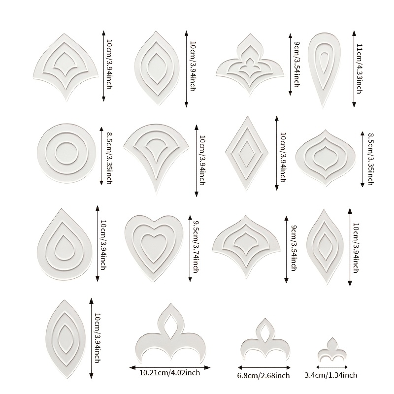 TEMU Juego de 42 plantillas de mandala transparentes de PET para DIY (14 diseños de patrones básicos, 3 tamaños) — Perfectas para pintura de puntos,