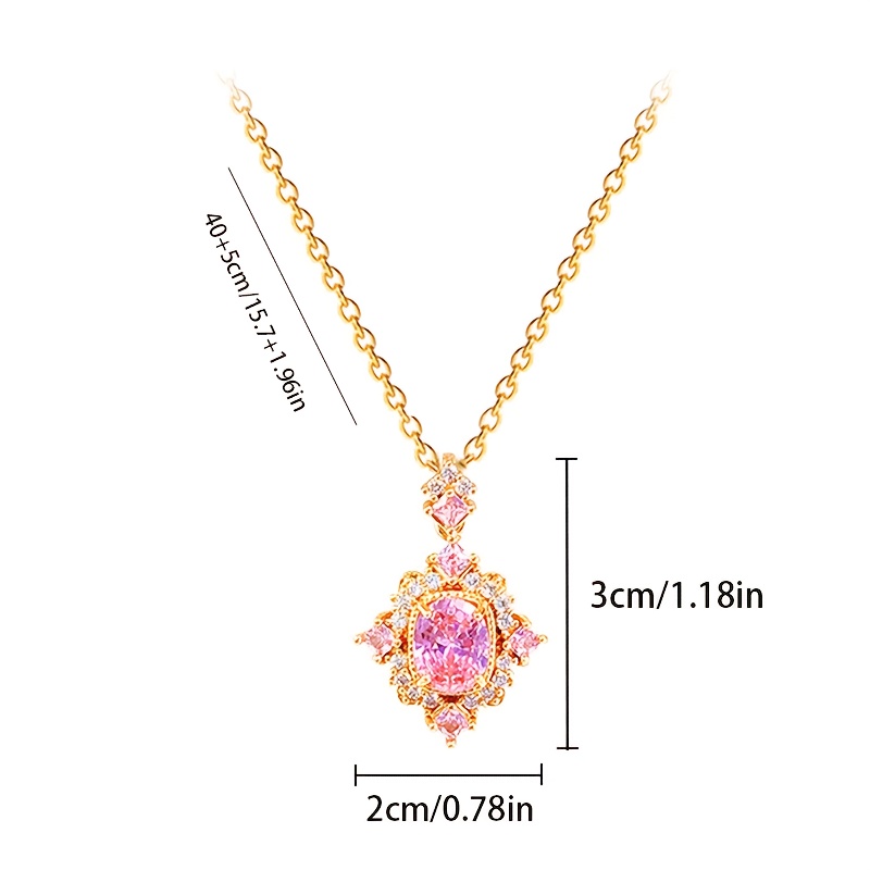 Geometric Diamond-Encrusted Necklace — 18K Gold Plated