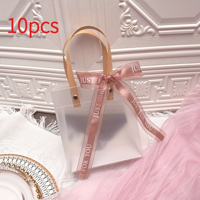 TEMU 10pcs Transparent Gift Bags, High-end Gift Bags | For Birthday Parties, Valentine's Day, Halloween, Wedding Candy, Bridesmaid Souvenirs,
