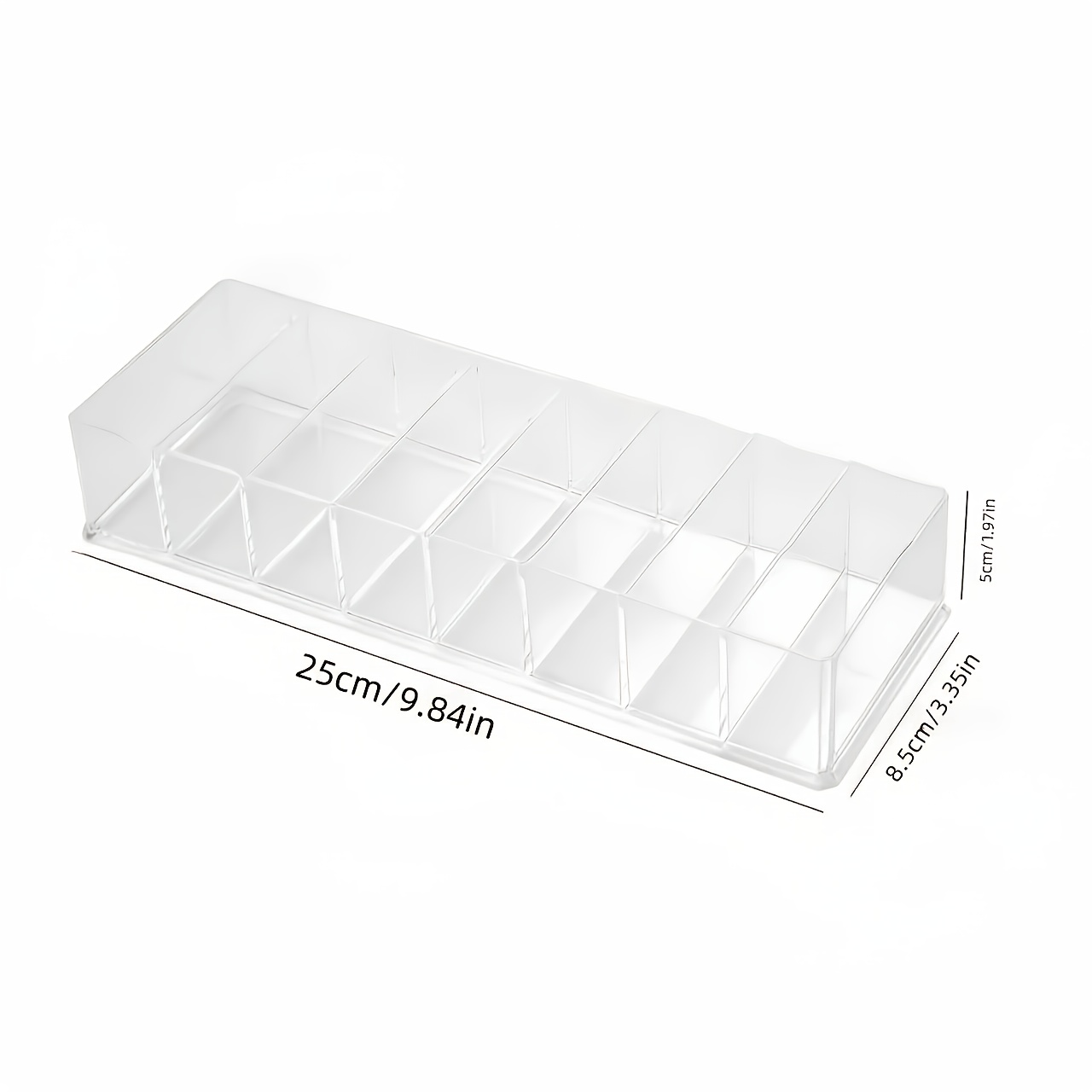 TEMU 1pc 8-grid Acrylic Cosmetic Organizer - Portable Transparent Desktop Travel Storage Box | Durable Plastic Nail Polish, Lipstick, Brushes And