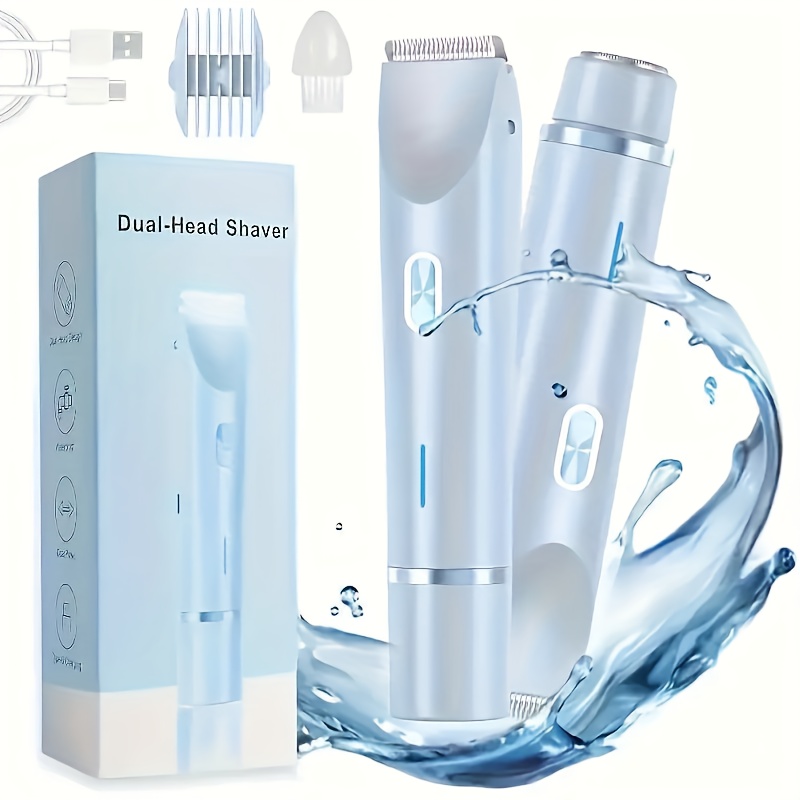 TEMU Women's 2-in-1 Electric Bikini Trimmer & Shaver - Ip67 Body Hair Remover With Hypoallergenic , - Shaver For Sensitive Beige, , Face, & Underarms ( Replacement Needed)