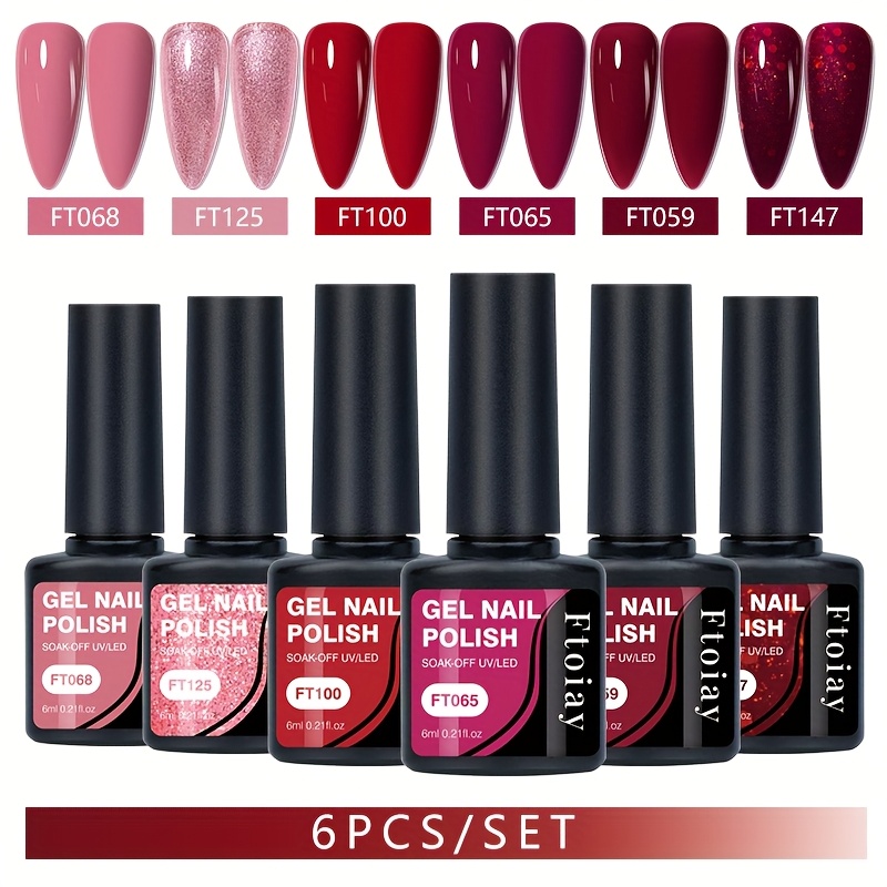 6Pcs Gel Nail Polish Set Long Lasting Soak Led Low Allergy