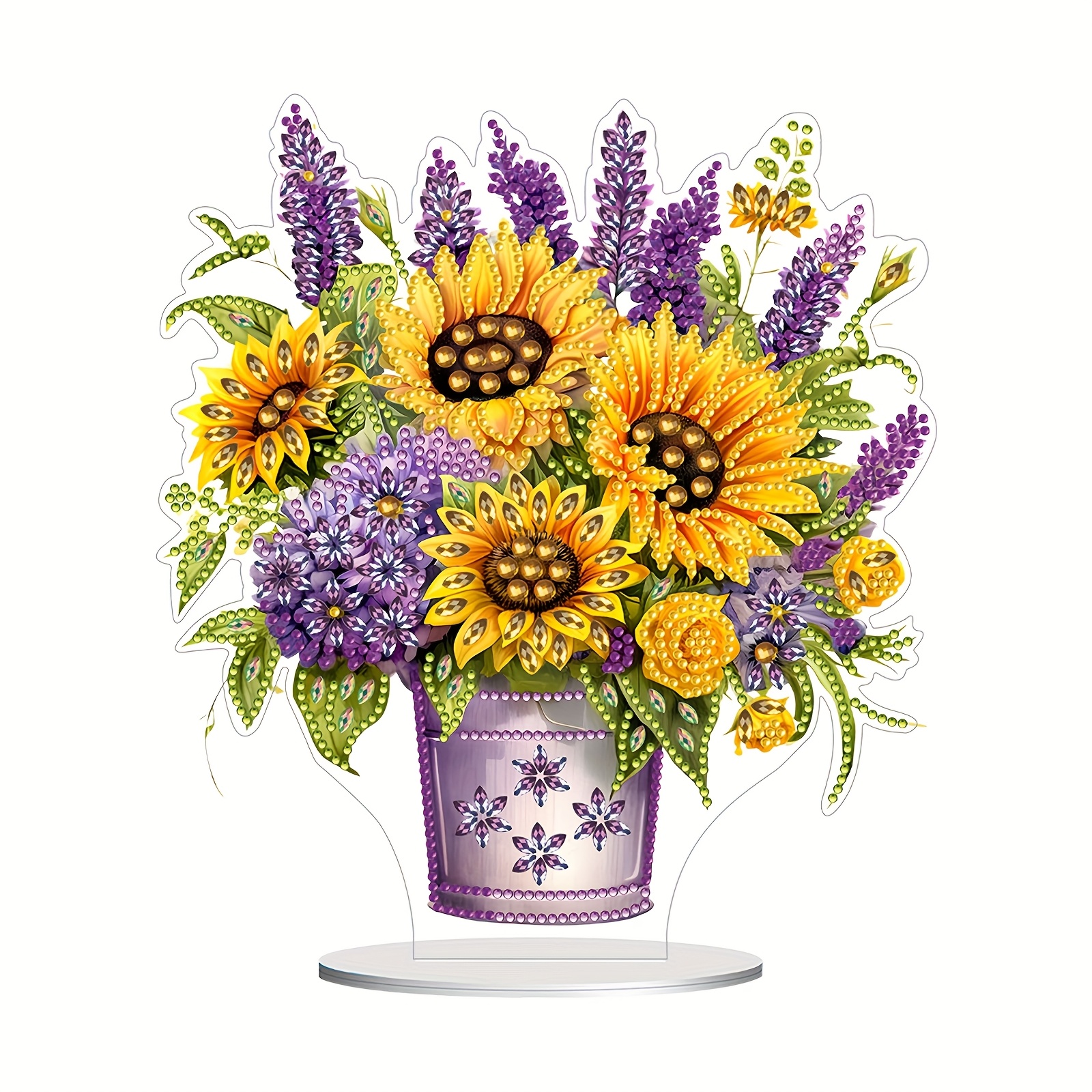 

Diy Diamond Painting Acrylic Ornament Sunflower And Lavender 5d Double-sided Diy Desk Decoration Home Decoration