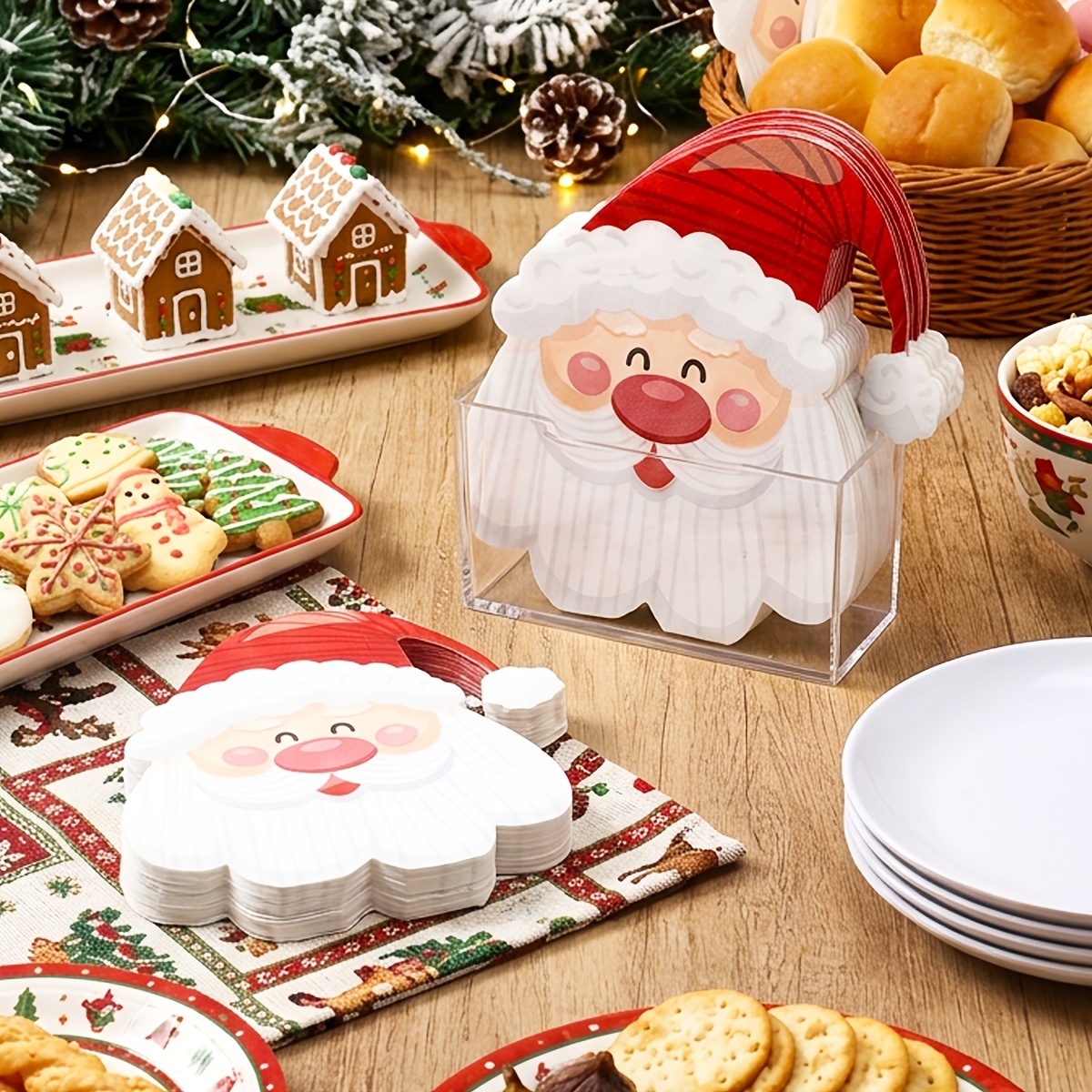 Santa’s Table Cheer 20-piece Santa shaped Christmas napkin set