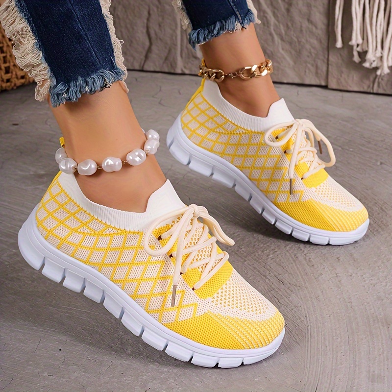 women s breathable knit casual sneakers lightweight low top details 3