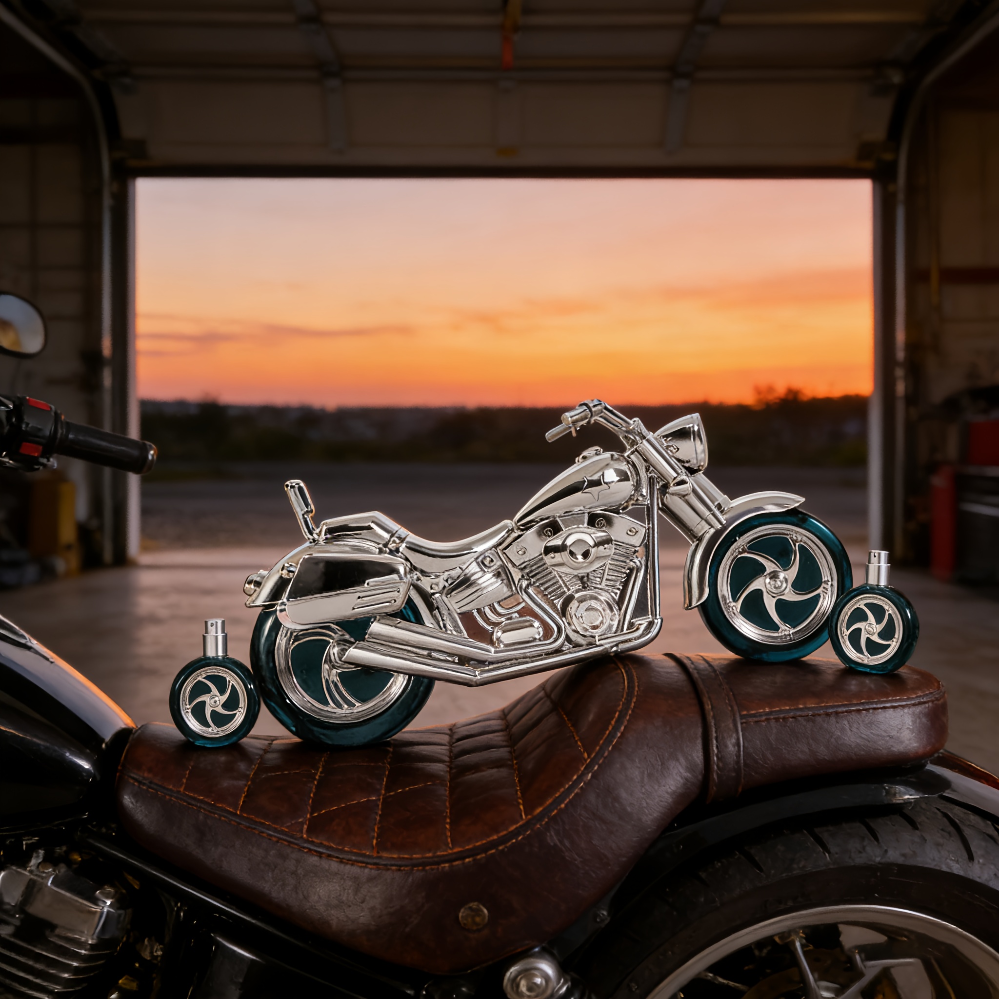 Image of Motorcycle Design Perfume Set+ (front/rear Wheel) | "extreme Speed" Fragrance: Front Wheel Lemon, Rear Wheel Grapefruit Sea Water | For , Mature & Charismatic