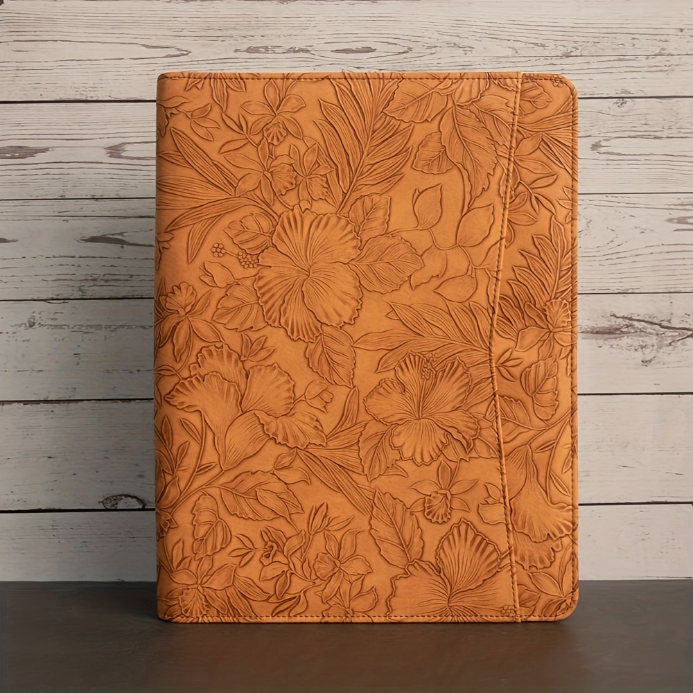 

13 Inch Embossed Brown Portfolio With Zipper, Padfolio, Professional Business Portfolio, A4 Storage, Stylish And , Spacious Interior, Perfect Anniversary, Graduation, Or Business Gift For Her